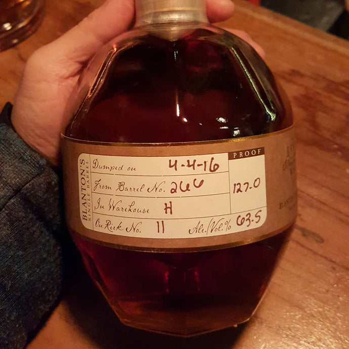 Blanton's Single Barrell, Dump Date 4-4-16, Barrel No. 266, Warehouse H, Rick No. 11, 63.5% abv.