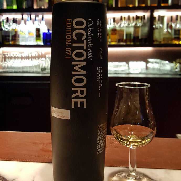 Octomore Edition: 07.1, aged 5 years, 208 ppm, 59.5% abv.