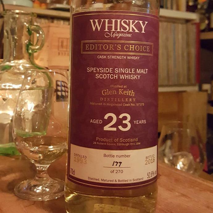 Glen Keith 23, 1993-2016, Whisky Magazine Editor's Choice, Cask Strength Whisky, Hogshead Cask No. 97175, 177/270, 52.6% abv.