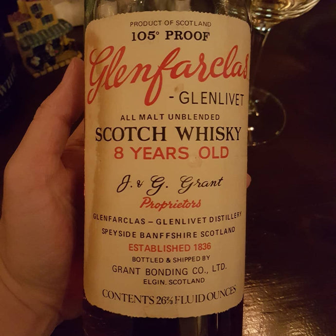 Glenfarclas 8 year, J&G Grant, 105° proof.