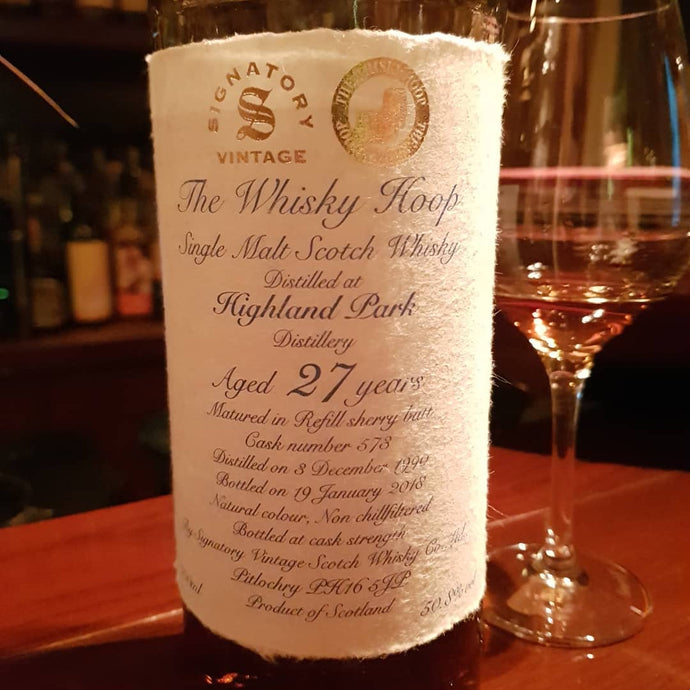 Highland Park 27yo, 1990-2018, The Whisky Hoop, Signatory Vintage, Refill sherry butt 573, Pitlochry PH165JP, 50.8% abv.