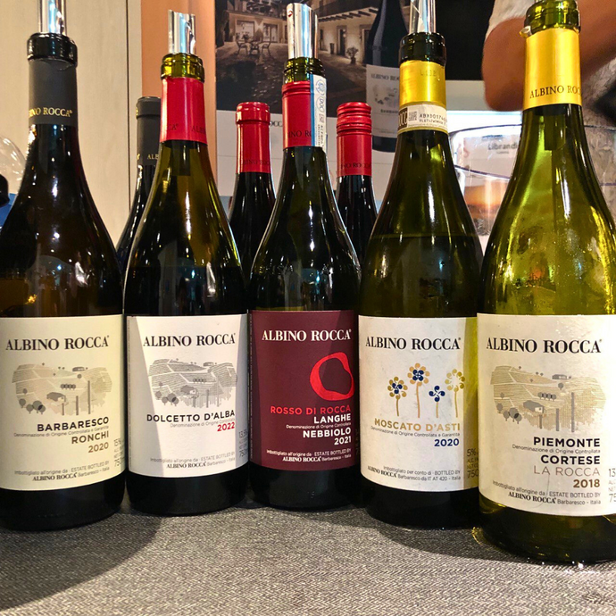 Five Barbaresco Wines With Albino Rocca: La Rocca Cortese Piemonte, Barbaresco Ronchi, Dolcetto d'Alba, Rosso di Rocca Langhe Nebbiolo & Moscato d'Asti