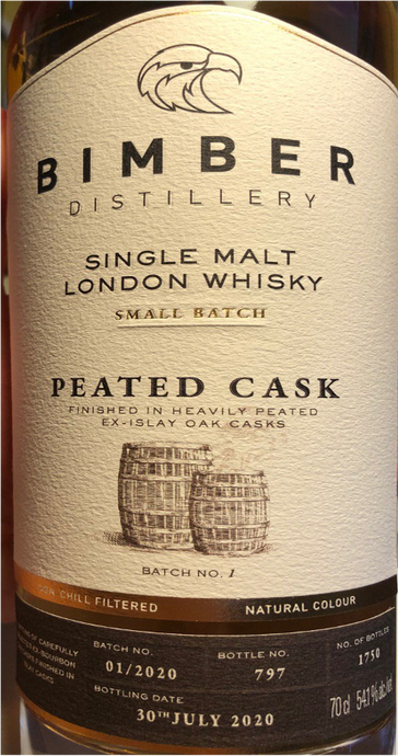 Bimber Peated Cask, Bimber Distillery, 54.1%, OB, NAS, 2020 (of 1,750 Bottles)