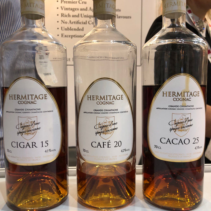 Hermitage Cognac Grande Champagne Trilogy Range: Cigar 15, Cafe 20, Cacao 25