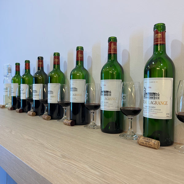 品尝 Chateau Lagrange 1986, 1996, 2006, 2009, 2016 & 2009 Les Fiefs de Grange, 2021 Les Arums de Lagrange, 2019 Pagus de Lagrange